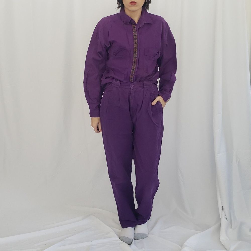 90s Purple Pants and Shirt Set‎